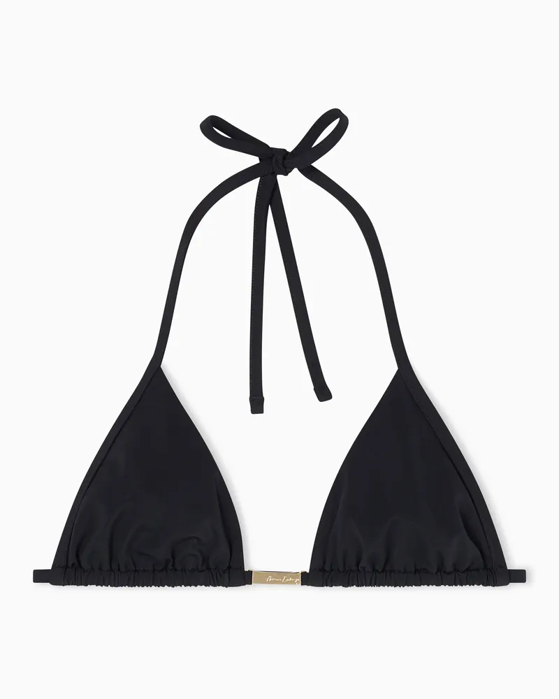Armani Exchange Top Bikini Triangolo in Tessuto Riciclato Stretch Nero