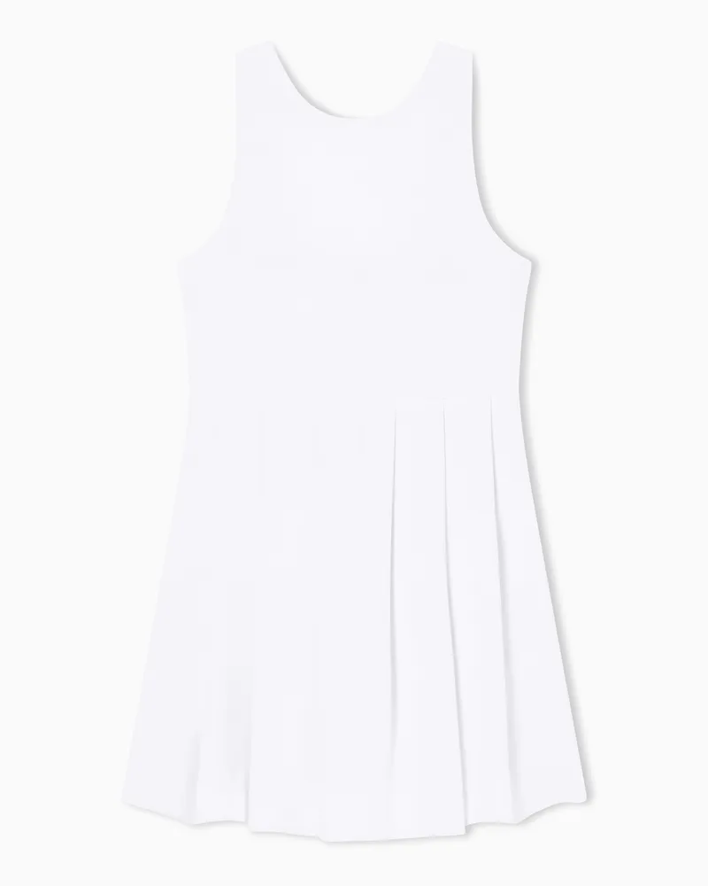 Armani Exchange Abito Corto Crepe Leggera con Drappeggio Asimmetrico Bianco