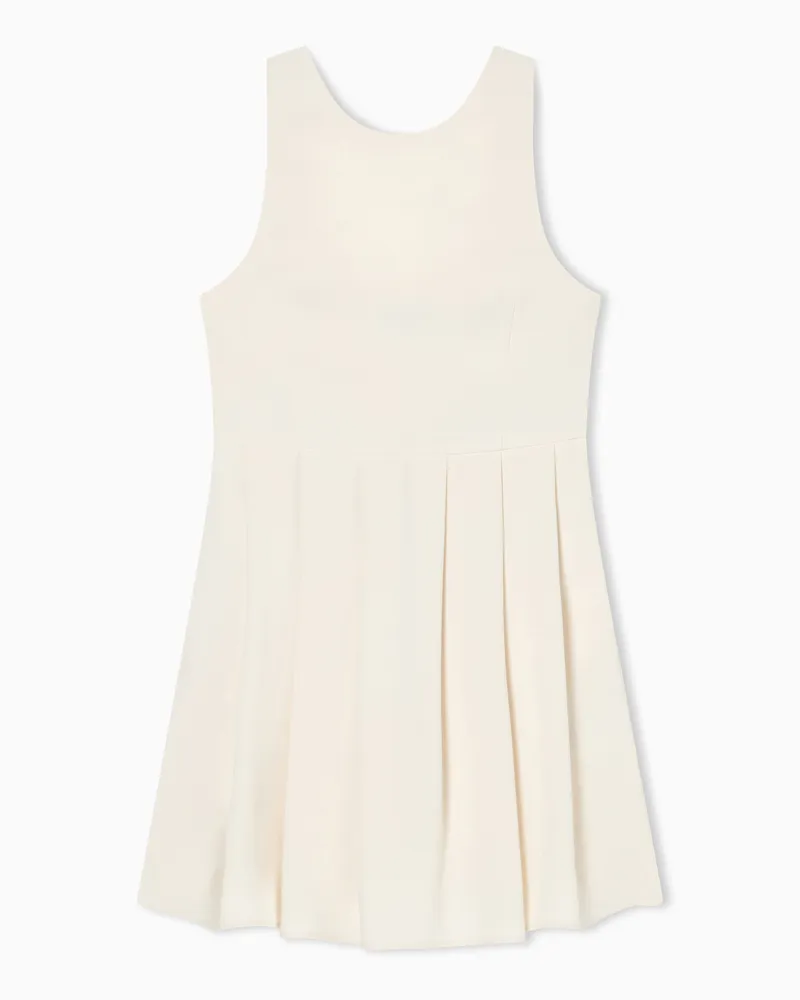 Armani Exchange Abito Corto Crepe Leggera con Drappeggio Asimmetrico Bianco