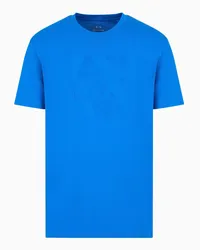 Armani Exchange OFFICIAL STORE T-shirt Regular Fit In Cotone Organico Con Maxi Logo A Tono Asv Blu