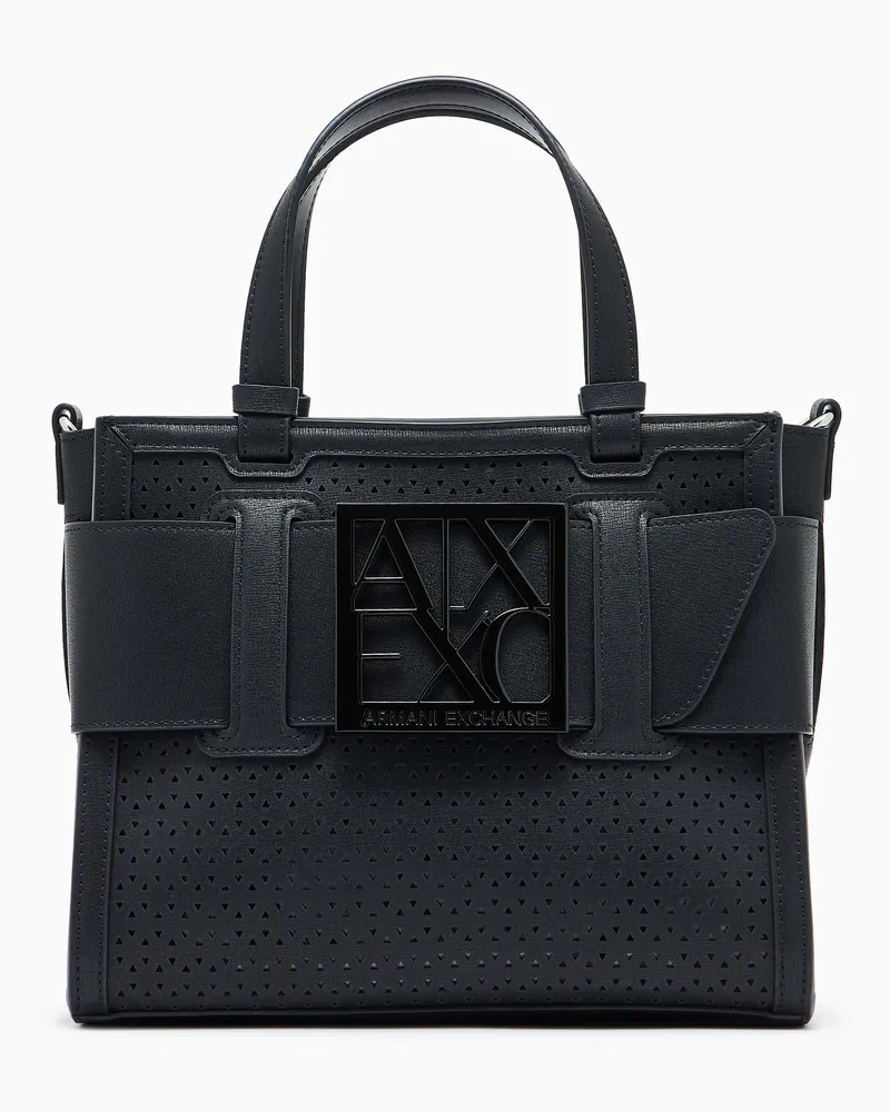 Armani Exchange Shopper in tessuto tecnico monocromo Nero
