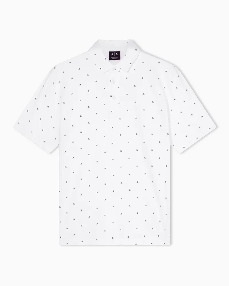 Armani Exchange Polo con stampa logo all-over Bianco