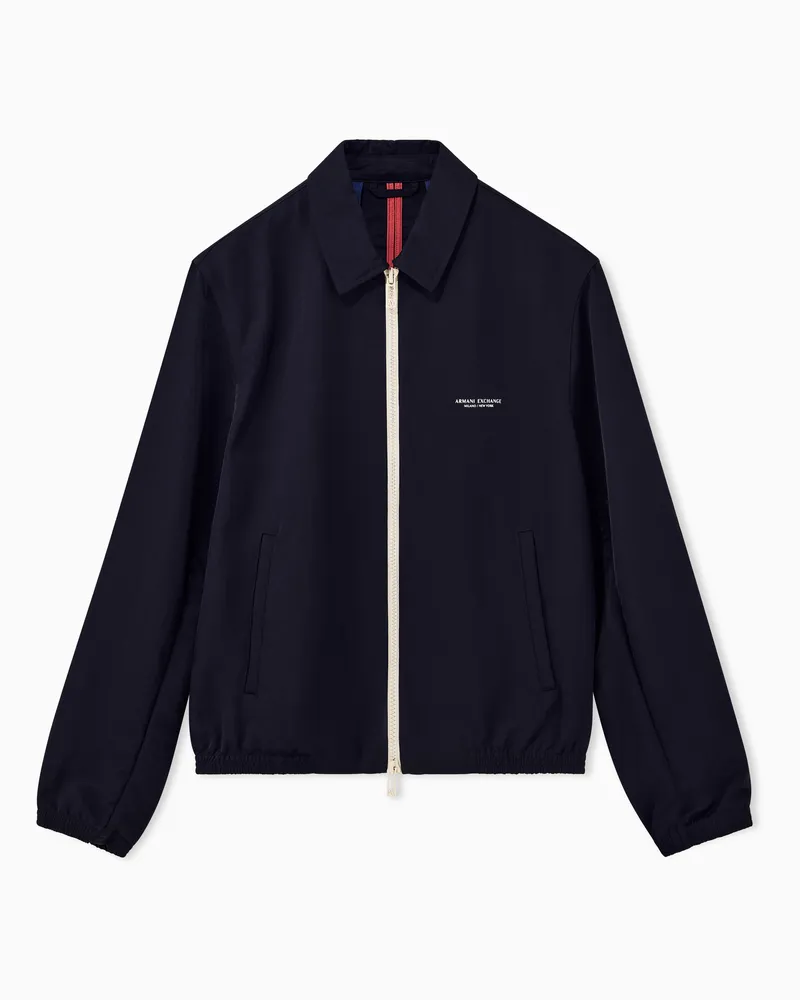 Armani Exchange Giubbino regular fit con zip a contrasto e logo Blu