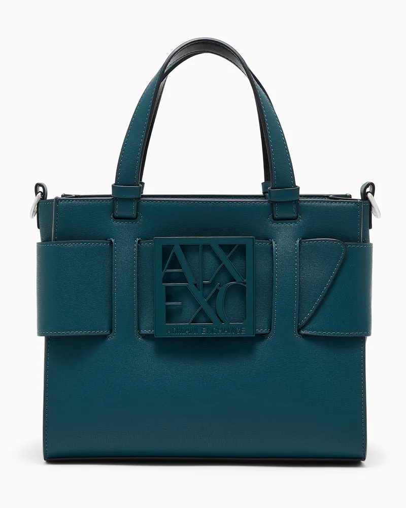 Armani Exchange Borsa shopping Susy con logo e tracolla rimovibile Verde