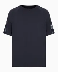 Armani Exchange OFFICIAL STORE T-shirt Con Bande Sulle Maniche In Cotone Asv Blu