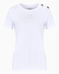 Armani Exchange OFFICIAL STORE T-shirt Regular Fit In Cotone Organico Asv Con Dettaglio Sulla Spalla Bianco