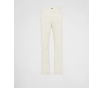 Pantaloni Cinque Tasche In Velvet Denim, Uomo, Naturale, Taglia 34