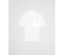 Prada T-shirt In Jersey E Re-nylon, Uomo, Bianco, Taglia XXL 
