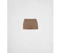 Shorts In Pied De Poule, Donna, Tabacco