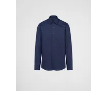 Camicia In Cotone Stretch, Uomo, Blu