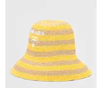 Prada Cappello In Tessuto Intrecciato, Donna, Beige/giallo Beige