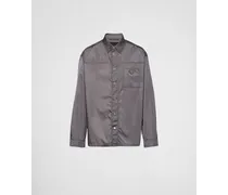 Prada Camicia Oversize In Re-nylon, Uomo, Ferro Ferro