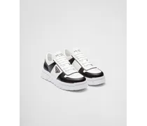 Prada Sneakers In Pelle, Uomo, Bianco/nero Bianco