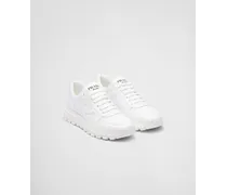 Prada Sneakers  Prax 01 In Re-nylon E Pelle Spazzolata, Uomo, Bianco Bianco