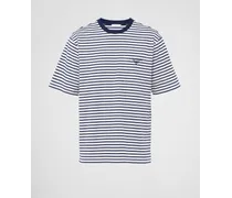 T-shirt In Cotone, Uomo, Bianco/blu, Taglia L