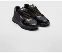 Prada Sneakers  Prax 01 In Re-nylon E Pelle Spazzolata, Uomo, Bleu/nero Bleu