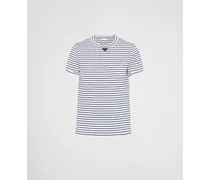 T-shirt In Cotone, Uomo, Bianco/blu, Taglia S