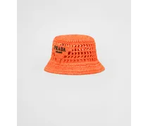 Prada Cappello Da Pescatore In Tessuto Intrecciato, Donna, Arancio Arancio