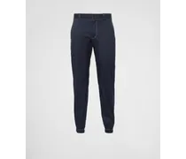 Pantaloni In Popeline Stretch, Uomo, Blu/calce, Taglia 56
