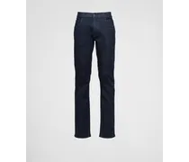 Pantaloni Cinque Tasche In Denim Stretch, Uomo, Blu, Taglia 38