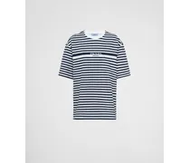 T-shirt In Jersey Stampato, Donna, Blu/bianco