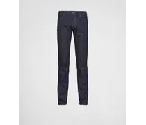 Pantaloni Cinque Tasche In Comfort Denim, Uomo, Blu, Taglia 34