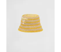 Cappello Da Pescatore In Tessuto Intrecciato, Donna, Beige/giallo