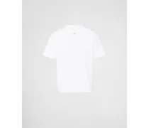 T-shirt In Cotone Stretch Con Logo, Uomo, Bianco, Taglia S