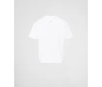 T-shirt In Cotone Stretch Con Logo, Uomo, Bianco, Taglia L