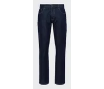 Pantaloni Cinque Tasche In Comfort Denim, Uomo, Blu, Taglia 34