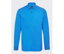 Camicia In Popeline Stretch, Uomo, Azzurro Zaffiro
