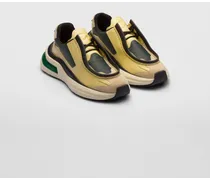 Sneakers Systeme In Pelle Spazzolata, Tessuto Bike E Pelle Scamosciata, Uomo, Vaniglia/antracite