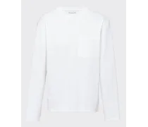T-shirt A Maniche Lunghe In Cotone, Uomo, Bianco, Taglia XXXL