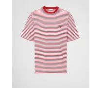 T-shirt In Cotone, Uomo, Bianco/rosso, Taglia S
