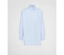 Camicia Oversize In Cotone, Uomo, Bianco/celeste