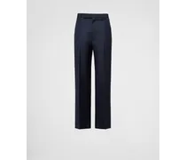 Pantaloni In Lana Mohair, Uomo, Blu, Taglia 54