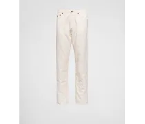Pantaloni Cinque Tasche In Chambray, Uomo, Beige, Taglia 33