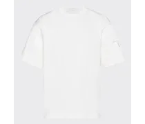 T-shirt In Cotone Stretch Con Dettagli Nylon, Uomo, Bianco/bianco, Taglia XXL