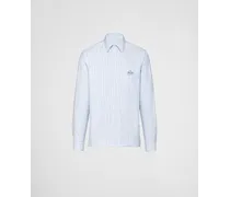 Camicia In Cotone, Uomo, Bianco/celeste