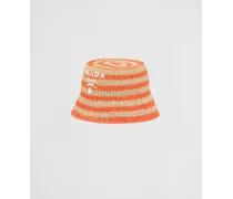 Cappello Da Pescatore In Tessuto Intrecciato, Donna, Naturale/arancio