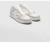 Prada Sneakers Downtown In Pelle, Uomo, Bianco/cristallo Bianco