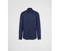Camicia In Cotone Stretch, Uomo, Blu