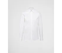 Camicia In Popeline Stretch, Uomo, Bianco