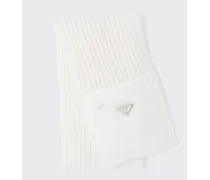 Sciarpa In Lana E Gabardine Re-nylon, Uomo, Bianco