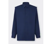 Camicia In Cotone Con Nastro Grosgrain 3d - Male Camicie Navy
