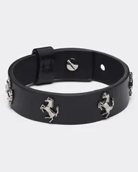 Ferrari Bracciale In Pelle Nera Con Borchie -  Bracciali Nero Nero