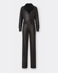 Ferrari Jumpsuit In Shearling - Female Tute Dark Brown Dark