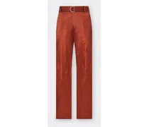 Ferrari Pantalone Chino In Raso Crinkle -  Pantaloni Rust Rust