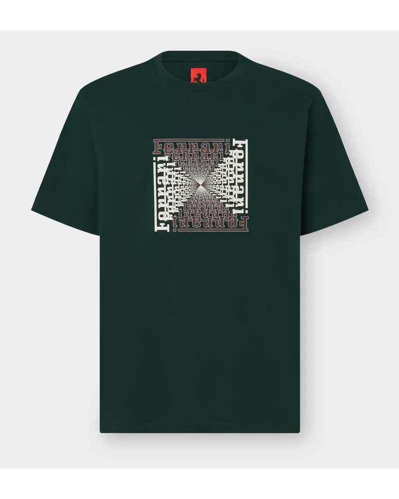 Ferrari T-shirt Con Stampa Ferrari Cube - Male T-shirt Verde Militare Verde