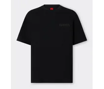 T-shirt In Cotone Con Logo Ferrari - Male T-shirt Nero